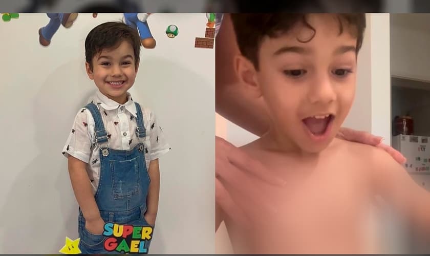 Gael aprendendo sobre a oração. (Foto: Reprodução/Instagram/Jessica Stuart)