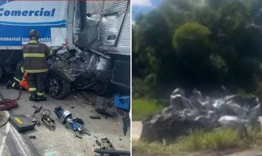 O veículo da família após o acidente. (Foto: Corpo de Bombeiros de Alagoas/Redes Sociais)