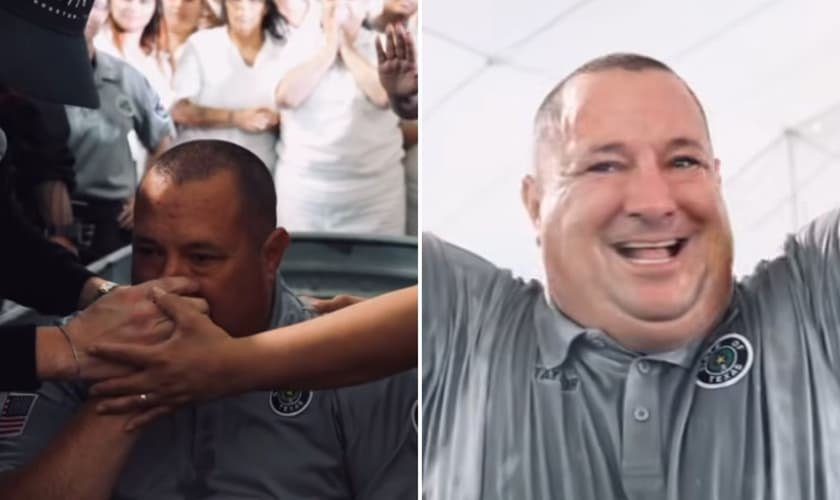 O batismo de Taylor. (Foto: Reprodução/Instagram/Mike Barber Ministries)