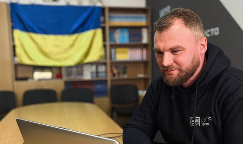 David Karcha, nos escritórios da Igreja Batista Central de Lviv. (Foto: Arquivo pessoal)