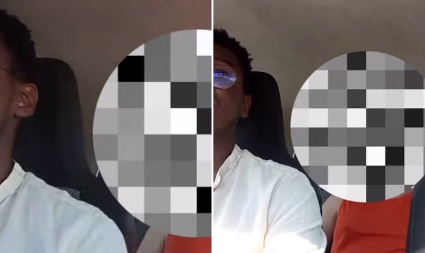 Israel Peixoto e o criminoso no carro. (Foto: Reprodução/Instagram/Israel Peixoto)