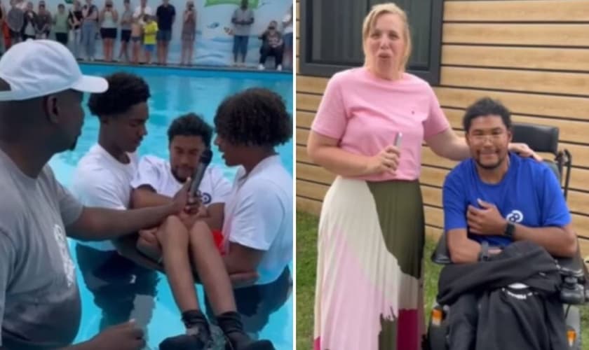 O batismo de Chris. (Foto: Reprodução/YouTube/Revive)