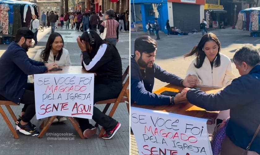 A ação evangelística. (Foto: Reprodução/Instagram/Maria Marçal)