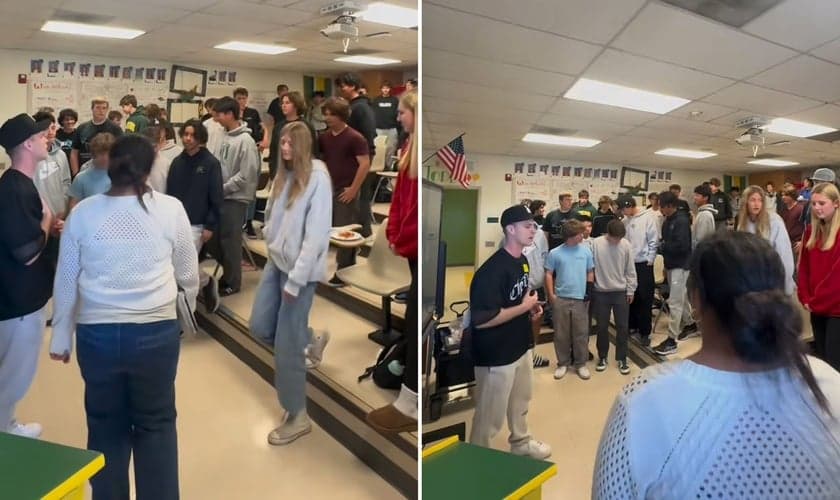 Ross Johnston pregando em uma escola. (Foto: Reprodução/Instagram/Ross Johnston)