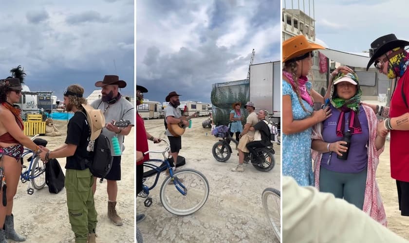Os cristãos evangelizando no festival. (Foto: Reprodução/Instagram/Philip Renner)