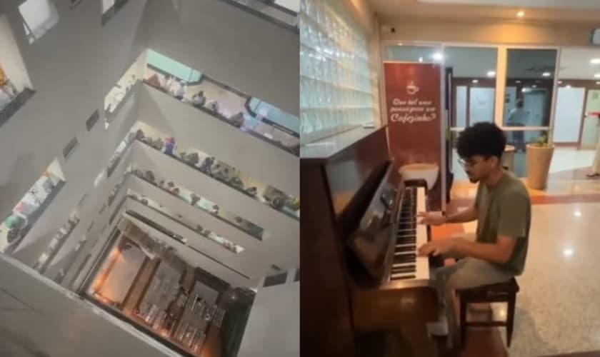 O momento de adoração aconteceu no Hospital Leonardo da Vinci. (Foto: Reprodução/Instagram/Diário do Nordeste).