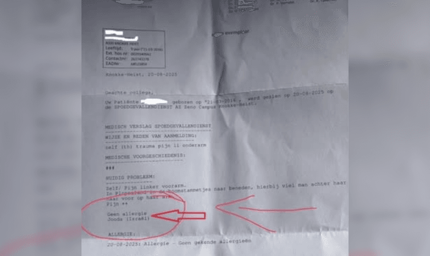 Relatório médico onde o radiologista registrou “judia” como condição problemática da paciente. (Captura de tela/Instagram/André Lajst)