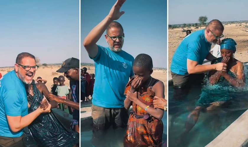 Eduardo Ribeiro batizando nativos. (Foto: Reprodução/Instagram/Eduardo Ribeiro)