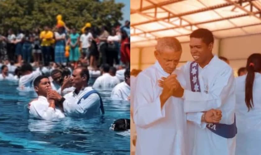 Os novos convertidos deram testemunho público da fé em Jesus. (Foto: Reprodução/Instagram/IAD GURUPI).