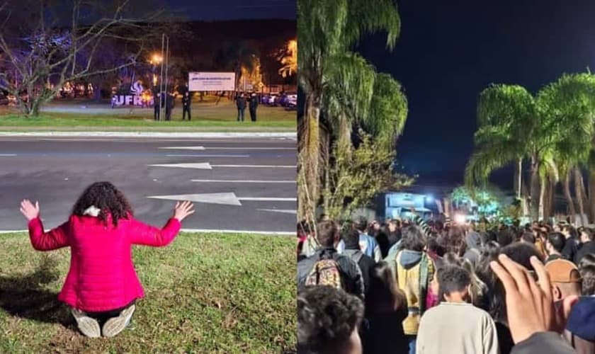 Os estudantes cristãos realizaram o culto em frente à UFRGS. (Foto: Guiame).