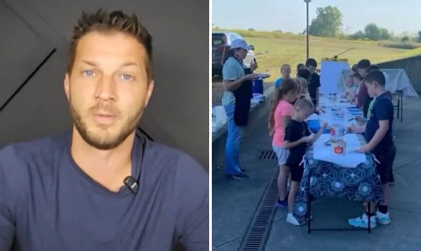 Justin Walker e os alunos. (Foto: Reprodução/YouTube/CBN News)