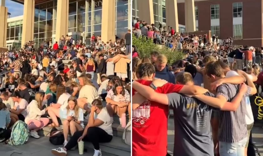 Estudantes orando na Liberty. (Foto: Reprodução/Instagram/Gabriel Ferrigno)