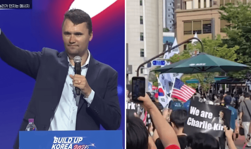 Último discurso de Charlie Kirk na Coreia do Sul; homenagem nas ruas após a morte do ativista. (Captura de tela/YouTube/Build Up Korea 2025)