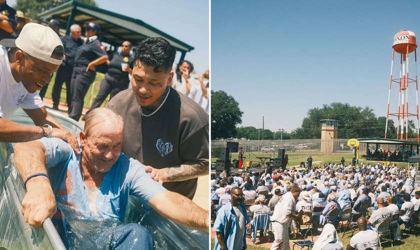 O batismo na prisão. (Foto: Reprodução/Instagram/Johnny Chang)