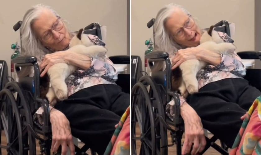 A idosa testemunhando sobre Jesus. (Foto: Reprodução/Instagram/Emily Reynolds)