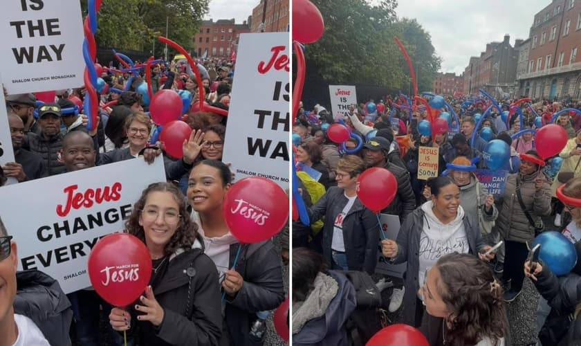 A Marcha para Jesus em Dublin. (Foto: Reprodução/Instagram/Marcio Rodrigues)