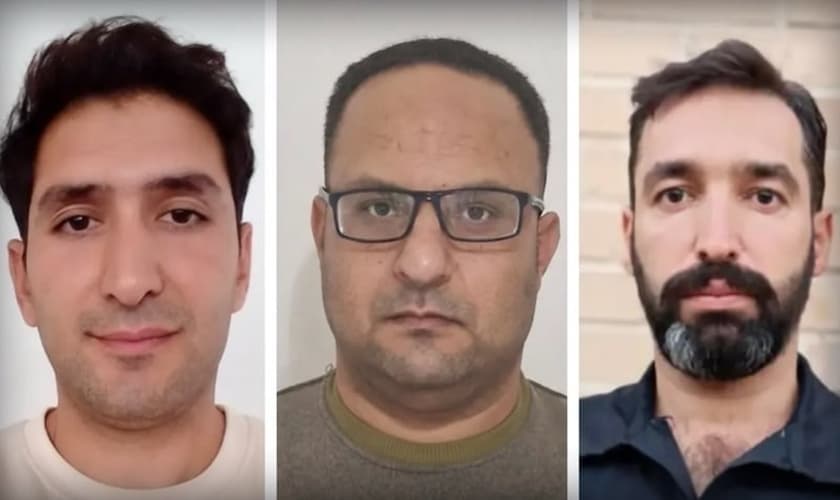 Da esquerda para a direita: Morteza Faghanpour-Saasi, Hessamuddin Mohammad Junaidi e Abolfazl Ahmadzadeh-Khajani. (Foto: Mohabat News)