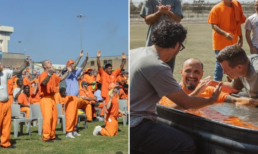 A ação evangelística na prisão. (Foto: Reprodução/Instagram/Victory Church)