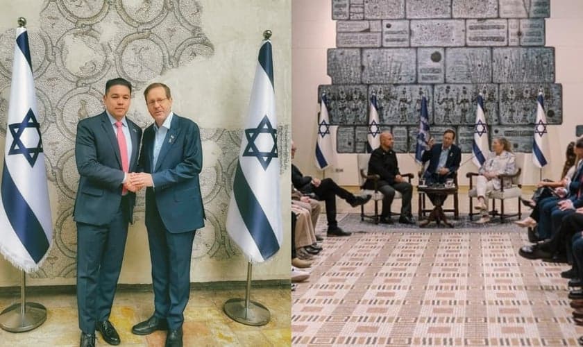 O grupo de líderes e influenciadores cristãos se reuniu com Isaac Herzog. (Foto: Instagram/Teofilo Hayashi).