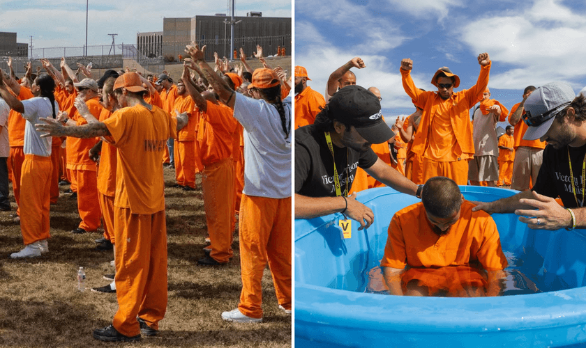 Presos recebem Jesus e são batizados. (Foto: Instagram/_victoryreach)