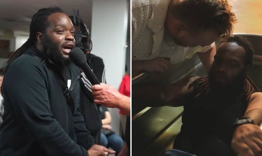 O homem testemunhando na igreja. (Foto: Reprodução/YouTube/The Supernatural Life - Daniel Adams)