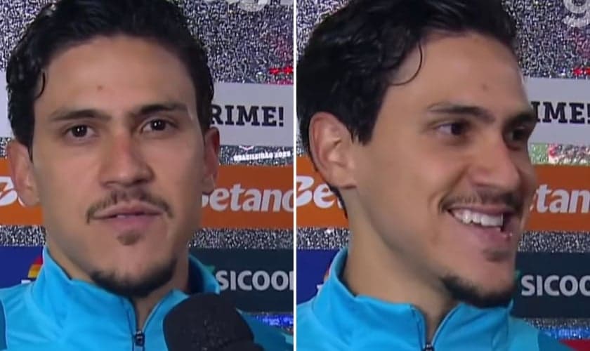 Pedro Guilherme em entrevista pós-jogo. (Foto: Reprodução/Instagram/Ge)
