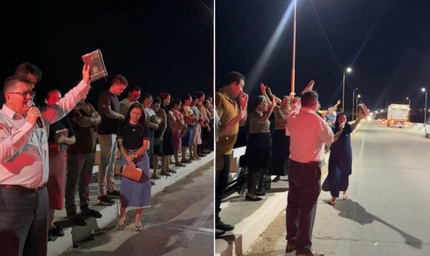 Os cristãos intercederam na ponte João Agripino, em São Bento. (Foto: Reprodução/Instagram/adsaobentopb).