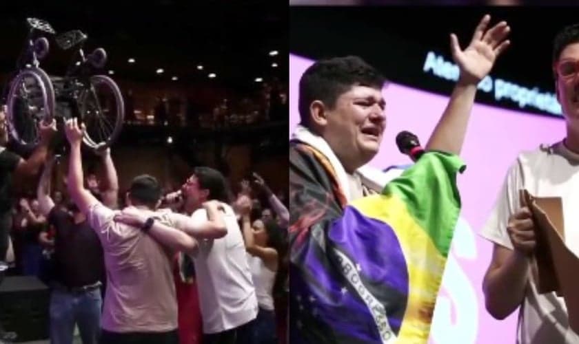 O homem foi curado e levantou da cadeira de rodas. (Foto: Reprodução/Instagram/Igreja Visão Profética).