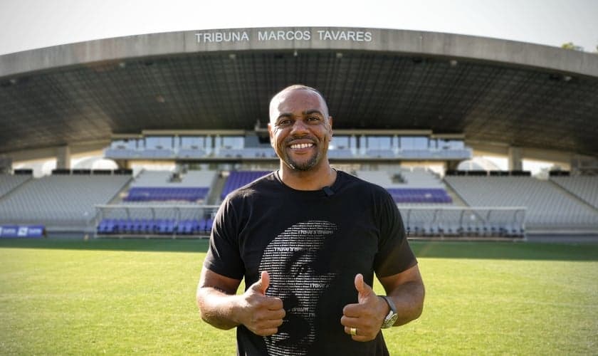 O ex-jogador brasileiro Marcos Tavares no estádio do NK Maribor. (Foto: Guiame/Marcos Paulo Correa)