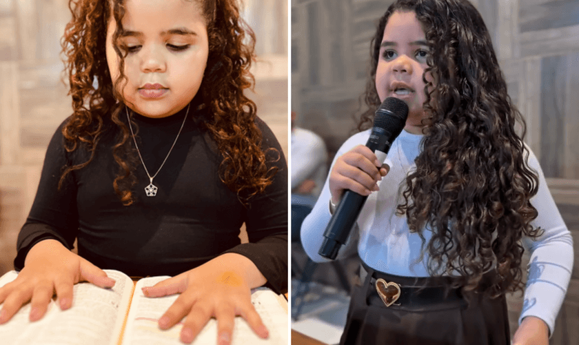 Ester Souza durante pregações da Bíblia. (Captura te tela/Instagram/oficial_estersouza_)