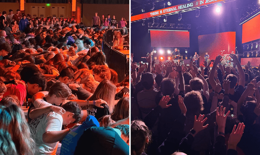 Centenas entregam suas vidas a Jesus na Conferência “Corações em Chamas”, realizada no Tennessee. (Foto: Instagram / @heartsonfirelive)