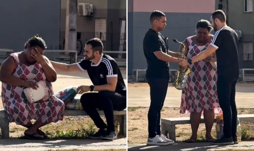 Edilene após receber o presente. (Foto: Reprodução/Instagram/Felipe Martins)