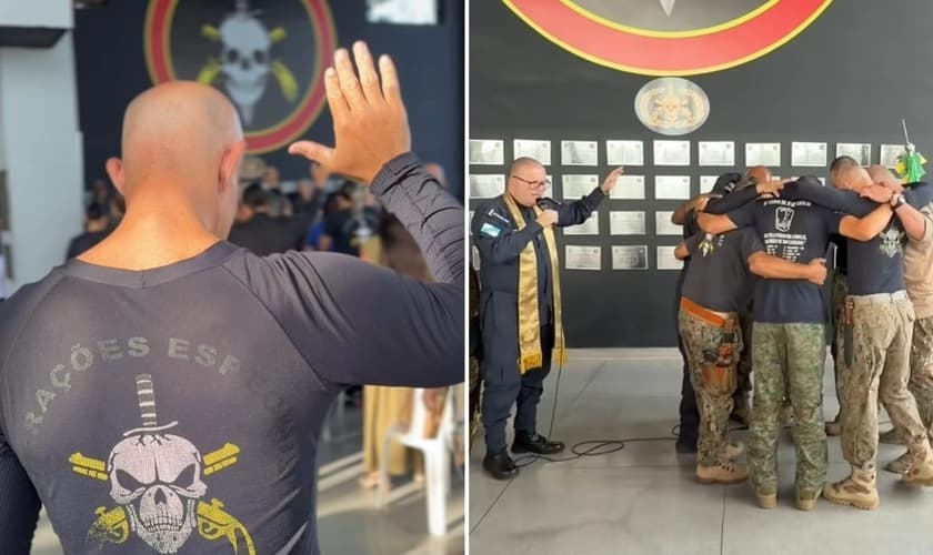 O culto de gratidão no batalhão. (Foto: Reprodução/Instagram/BOPE_PMERJ)