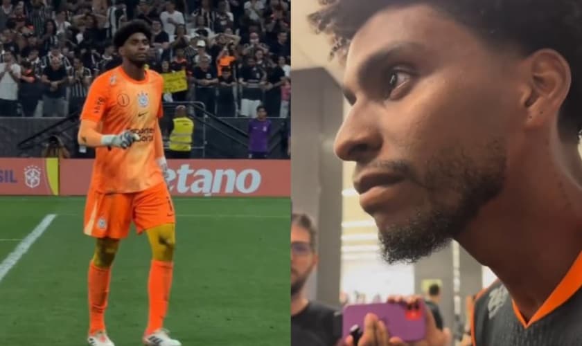 Hugo Souza na semifinal da Copa do Brasil. (Foto: Reprodução/Instagram/Corinthians/Reprodução/Instagram/Vitor Peixoto).