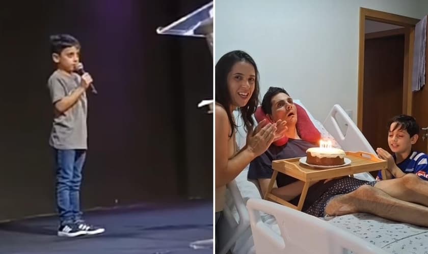 Davi Lucas testemunhando na igreja. (Foto: Reprodução/Instagram/Davi Lucas)