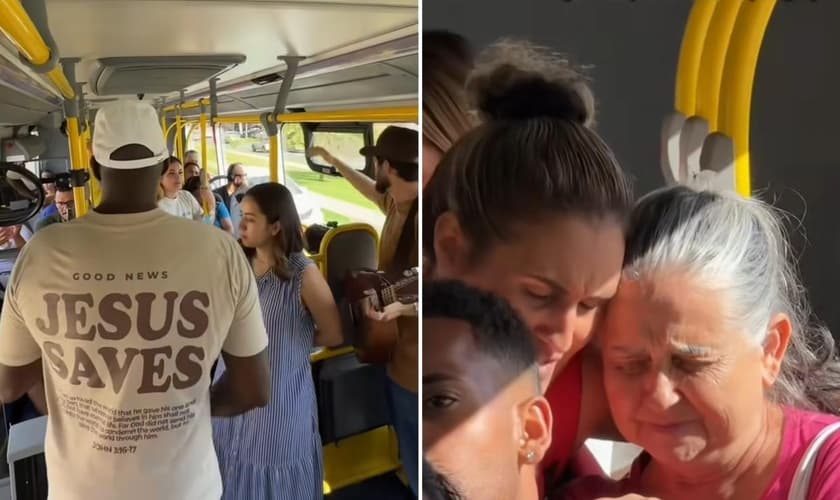 O evangelismo no ônibus. (Foto: Reprodução/Instagram/Allan Machado)