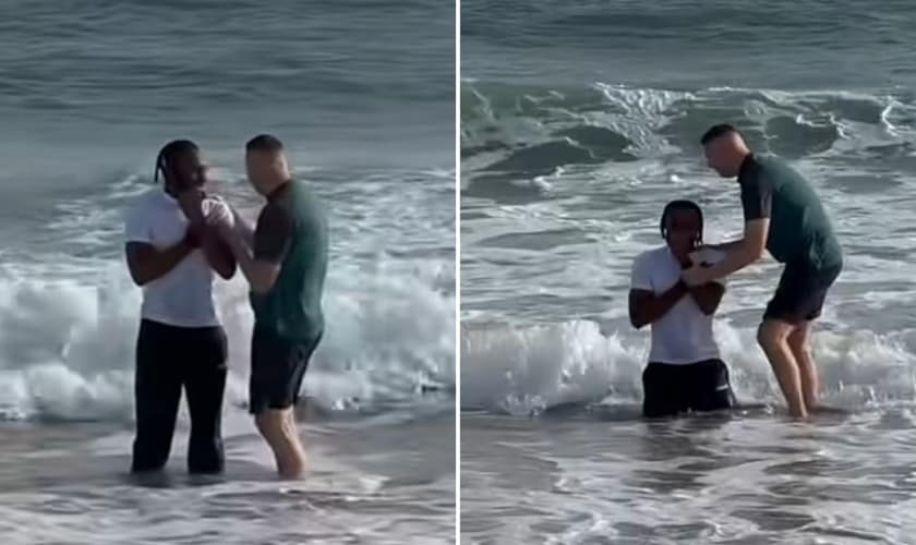 O batismo de Antoine Semenyo. (Foto ReproduçãoInstagramChristian Athletes)
