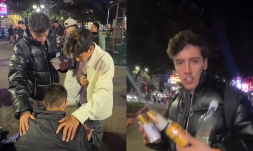 Um grupo de jovens aceitou as Bíblias e abandonou as bebidas alcoólicas. (Foto: Reprodução/Instagram/Camilo Bogdan).