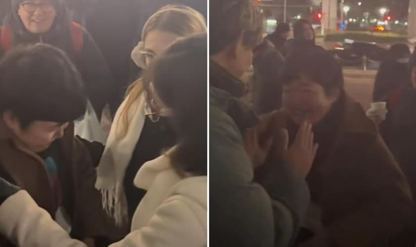 A mulher foi curada após uma oração nas ruas. (Foto: Reprodução/Instagram/Marcos Sogabe)