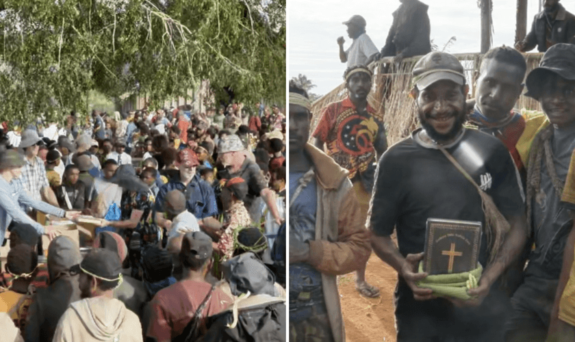 Moradores locais recebem o Novo Testamento com festa. (Captura de tela/Instagram/Wycliffe Bijbelvertalers)