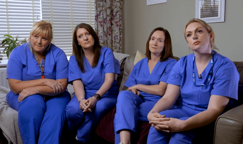 As enfermeiras de Darlington relatam caso para o Christian Legal Centre. (Captura de tela/YouTube/Christian Concern)