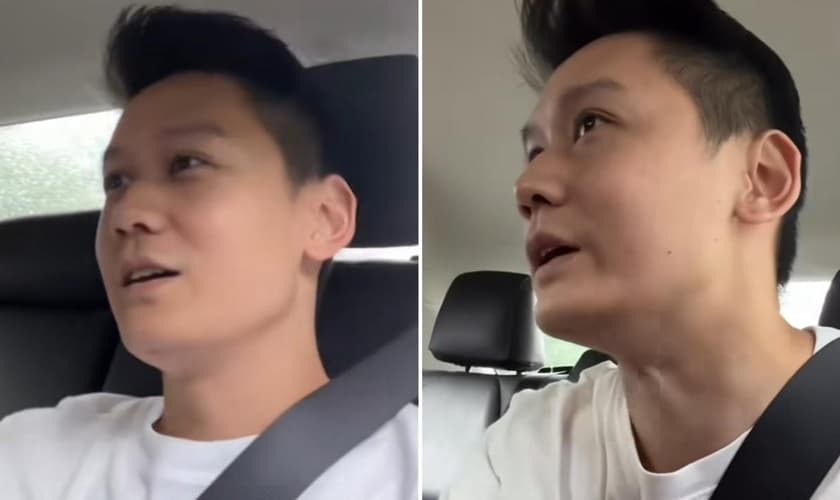 David Loh evangelizando o taxista. (Foto: Reprodução/Instagram/David Loh)