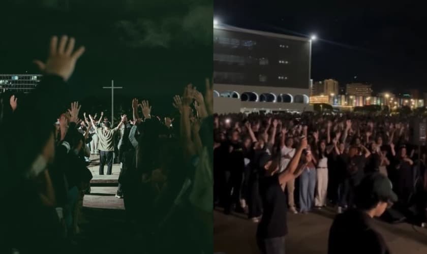 O evento evangelístico do Céu na Terra Movement aconteceu em frente ao Museu Nacional. (Foto: Reprodução/Instagram/Céu na Terra Movement).