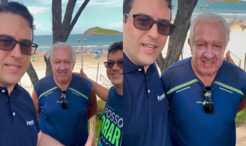 Jair aceitou Jesus após ser evangelizado por dois pastores na Praia da Vila. (Foto: Reprodução/Instagram/Joary Jossué Carlesso).